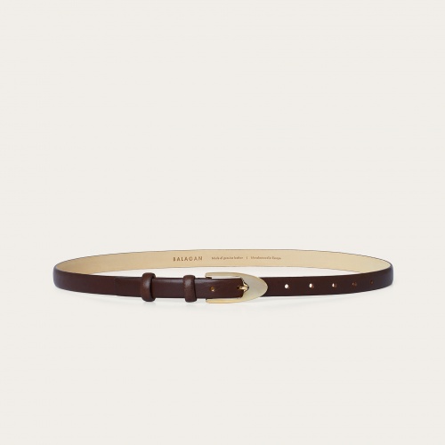 Thin belt with a buckle, deep brown